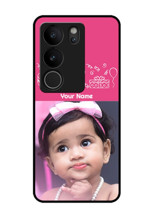 Vivo V29 5G Custom Glass Phone Case - With Birthday Line Art Design