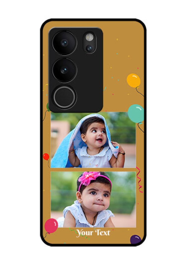 Vivo V29 5G Custom Glass Phone Case - Image Holder With Birthday Celebrations Design