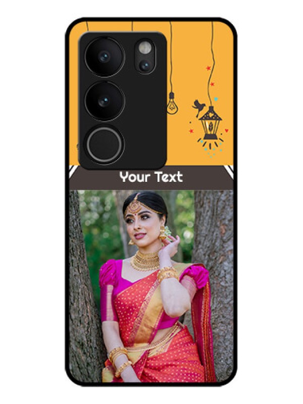 Custom Vivo V29 5G Custom Glass Phone Case - With Family Picture And Icons