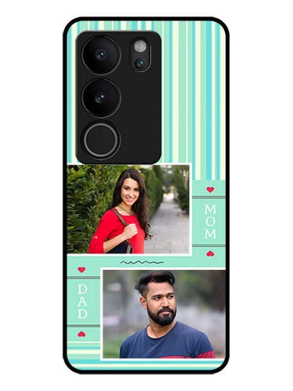 Custom Vivo V29 5G Custom Glass Phone Case - Mom & Dad Pic Design