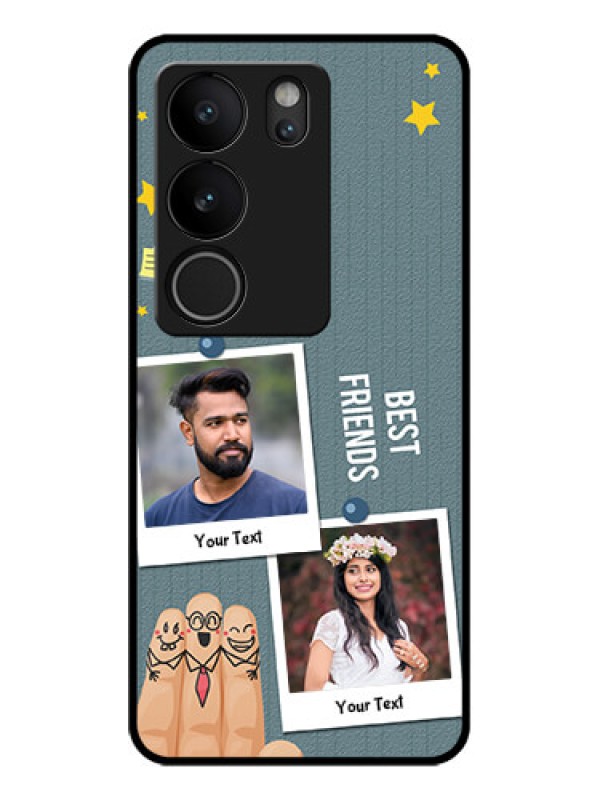 Custom Vivo V29 5G Custom Glass Phone Case - Sticky Frames And Friendship Design
