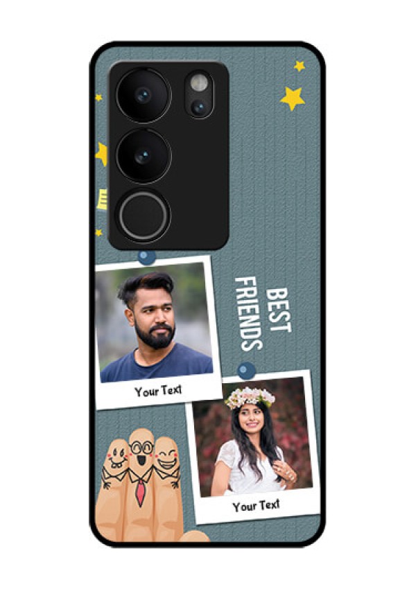 Vivo V29 5G Custom Glass Phone Case - Sticky Frames And Friendship Design