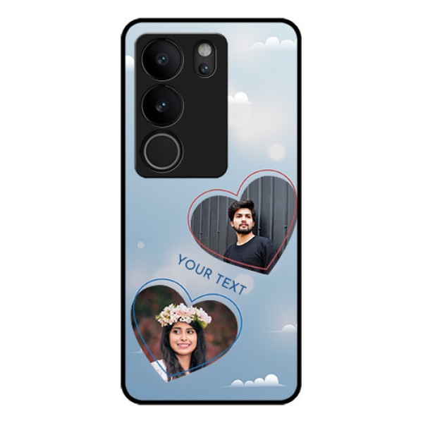 Vivo V29 5G Custom Glass Phone Case - Blue Color Couple Design