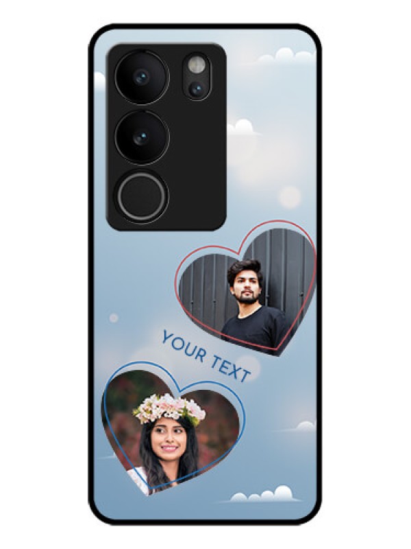 Custom Vivo V29 5G Custom Glass Phone Case - Blue Color Couple Design
