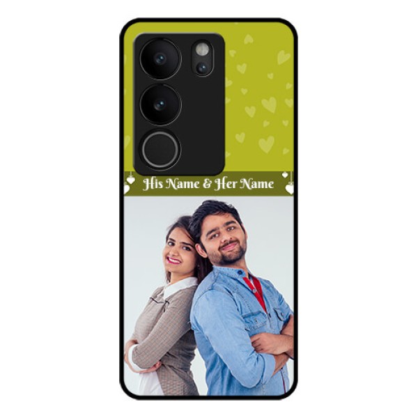 Vivo V29 5G Custom Glass Phone Case - You & Me Heart Design Vivo V29 5G Custom Glass Phone Case - You & Me Heart Design