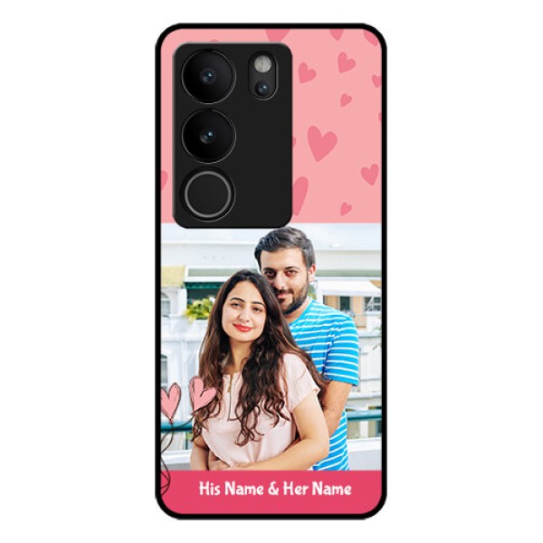 Vivo V29 5G Custom Glass Phone Case - Love Design Peach Color