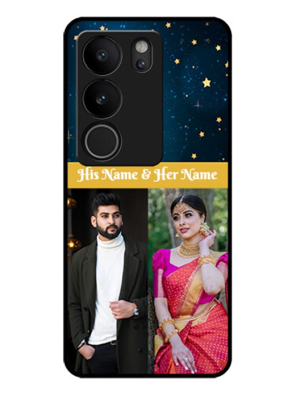 Custom Vivo V29 5G Custom Glass Phone Case - Galaxy Stars Backdrop Design