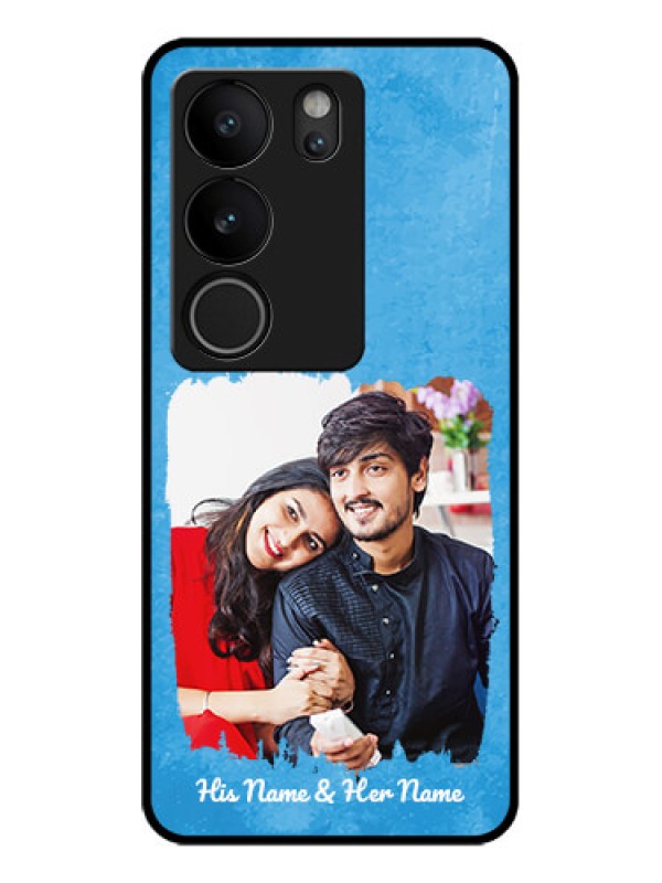 Custom Vivo V29 5G Custom Glass Phone Case - Blue Color Vintage Design