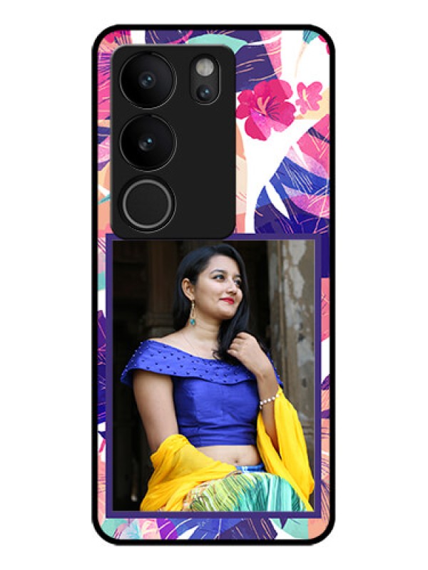 Custom Vivo V29 5G Custom Glass Phone Case - Abstract Floral Design