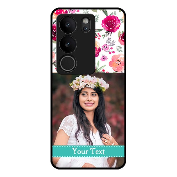 Vivo V29 5G Custom Glass Phone Case - Water Colors Floral Design Vivo V29 5G Custom Glass Phone Case - Water Colors Floral Design
