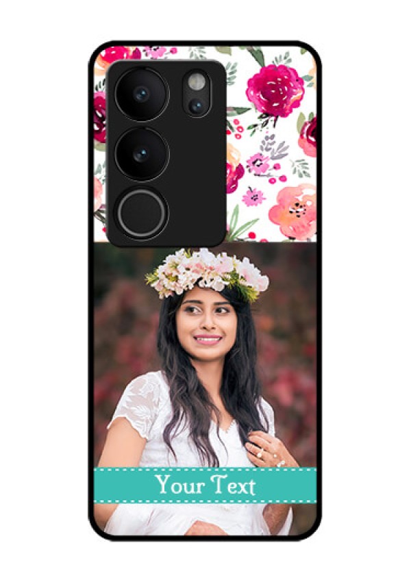 Vivo V29 5G Custom Glass Phone Case - Water Colors Floral Design