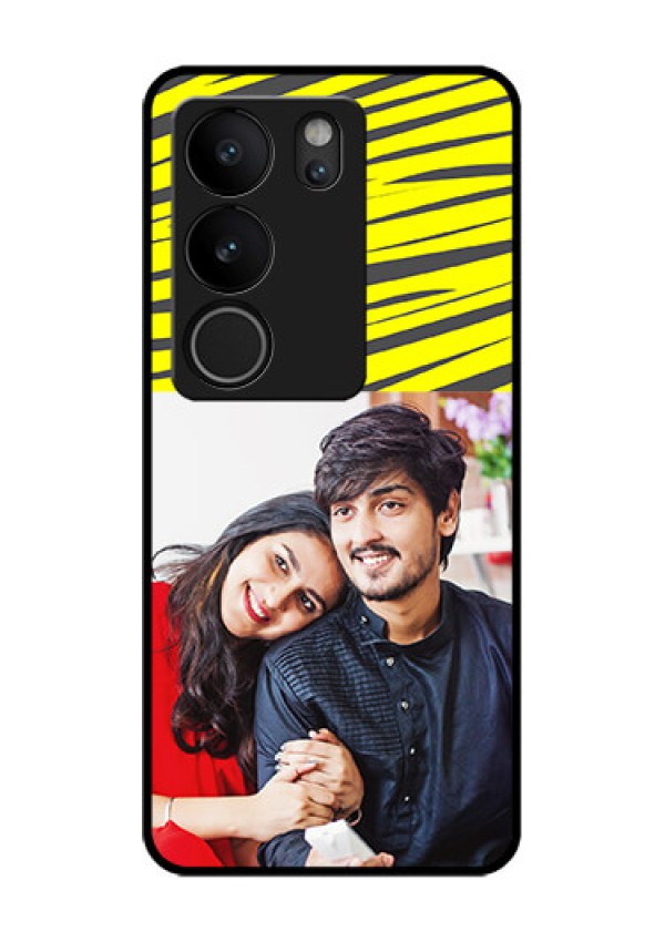 Vivo V29 5G Custom Glass Phone Case - Yellow Abstract Design