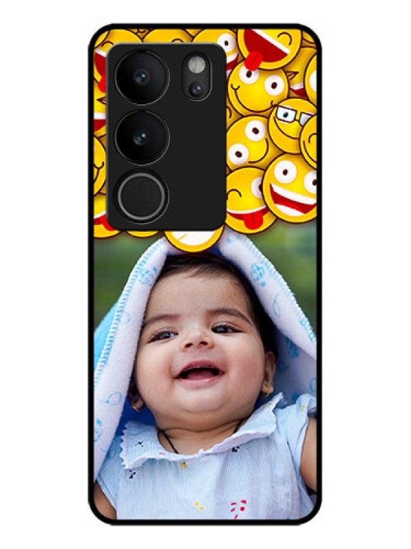 Custom Vivo V29 5G Custom Glass Phone Case - With Smiley Emoji Design