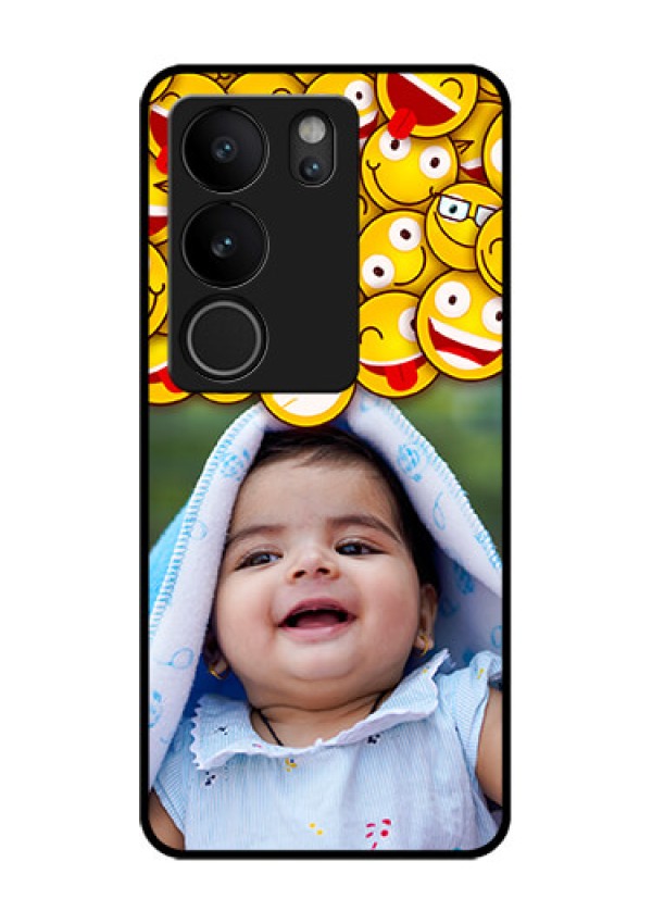 Vivo V29 5G Custom Glass Phone Case - With Smiley Emoji Design