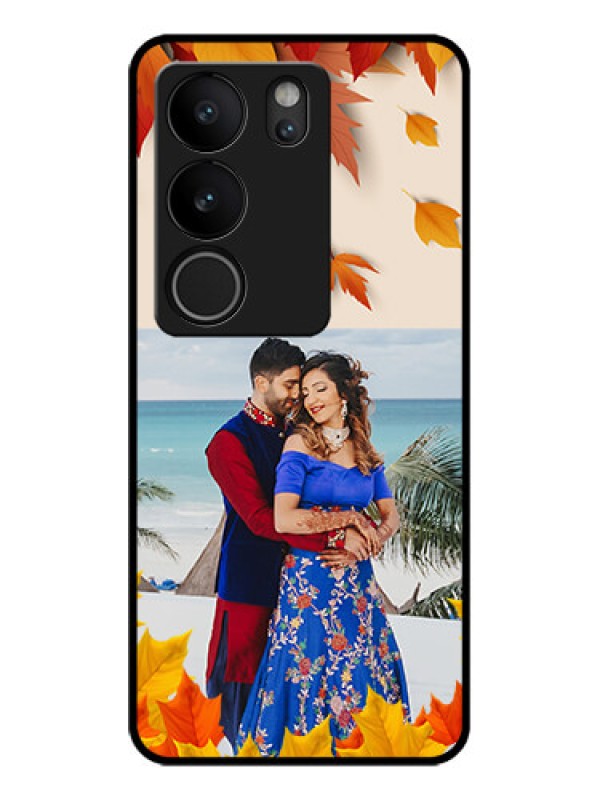 Custom Vivo V29 5G Custom Glass Phone Case - Autumn Maple Leaves Design