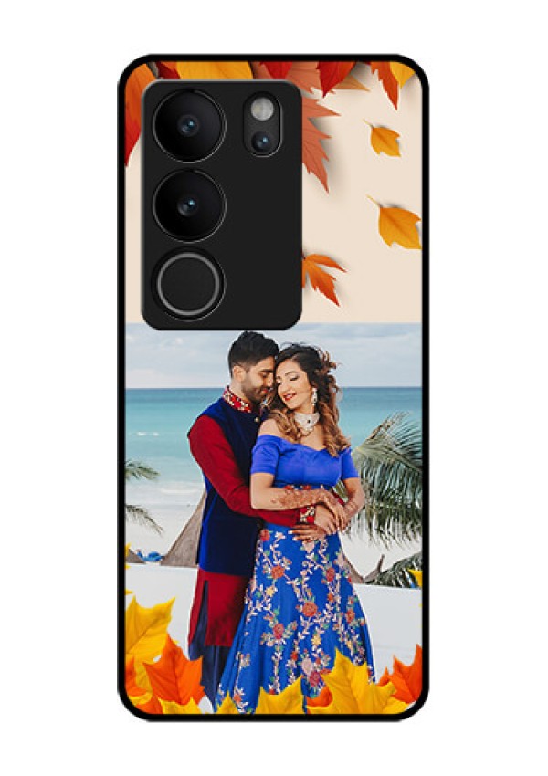 Vivo V29 5G Custom Glass Phone Case - Autumn Maple Leaves Design
