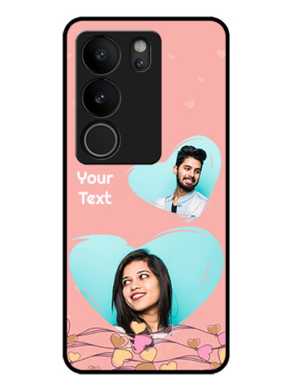 Custom Vivo V29 5G Custom Glass Phone Case - Love Doodle Design