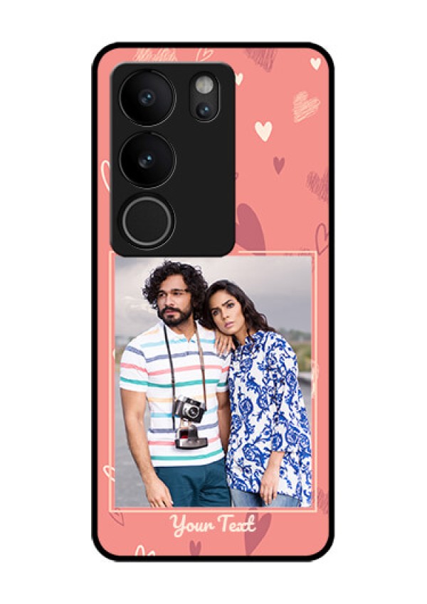 Vivo V29 5G Custom Glass Phone Case - Love Doodle Art Design