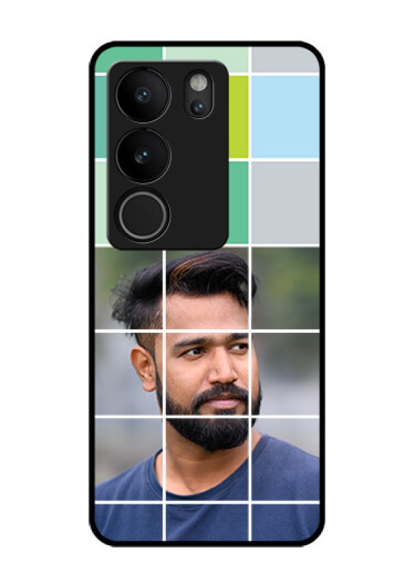 Vivo V29 5G Custom Glass Phone Case - With White Box Pattern
