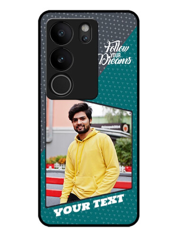 Custom Vivo V29 5G Custom Glass Phone Case - Background Pattern Design With Quote