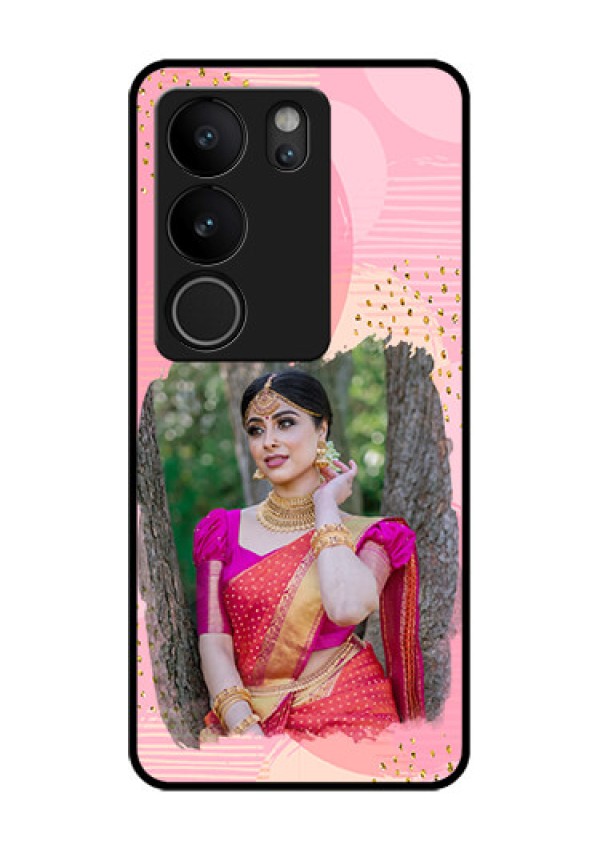 Vivo V29 5G Custom Glass Phone Case - Gold Glitter Splash Design