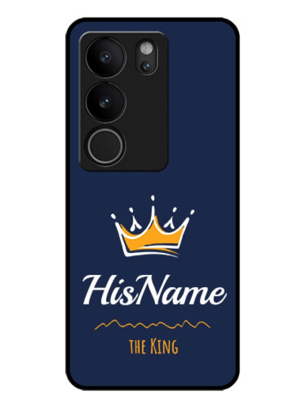 Custom Vivo V29 5G Custom Glass Phone Case - King With Name Design