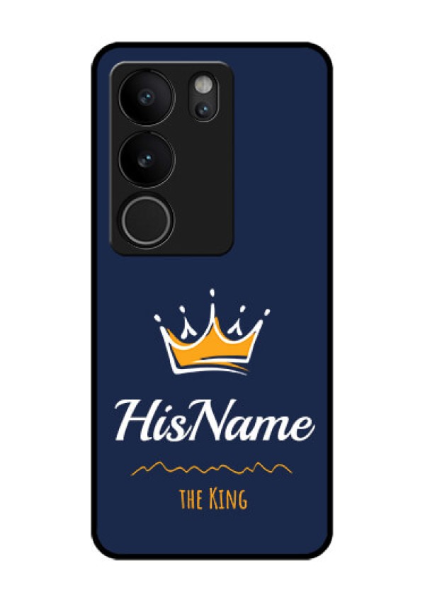 Vivo V29 5G Custom Glass Phone Case - King With Name Design