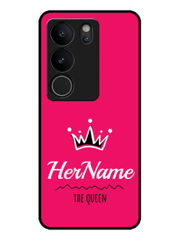 Custom Vivo V29 5G Custom Glass Phone Case - Queen With Name Design
