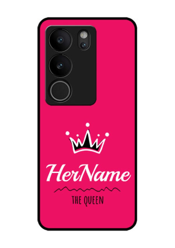 Vivo V29 5G Custom Glass Phone Case - Queen With Name Design