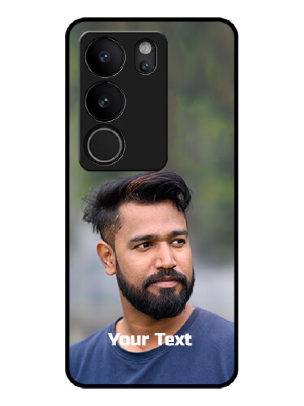 Custom Vivo V29 5G Custom Glass Phone Case - Photo With Text Design