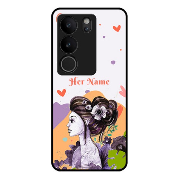 Vivo V29 5G Custom Glass Phone Case - Woman And Nature Design Vivo V29 5G Custom Glass Phone Case - Woman And Nature Design