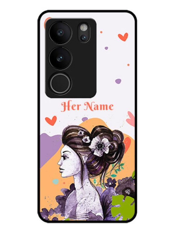 Custom Vivo V29 5G Custom Glass Phone Case - Woman And Nature Design
