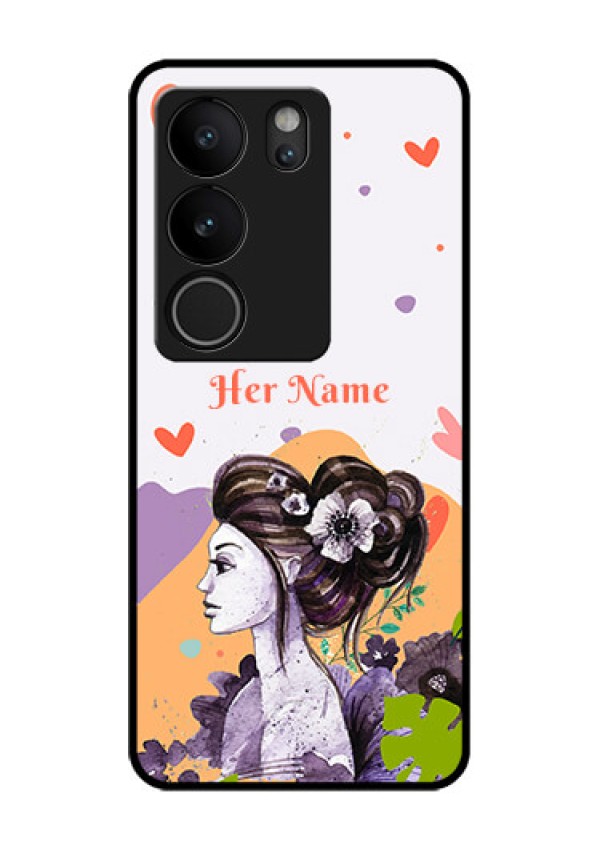 Vivo V29 5G Custom Glass Phone Case - Woman And Nature Design