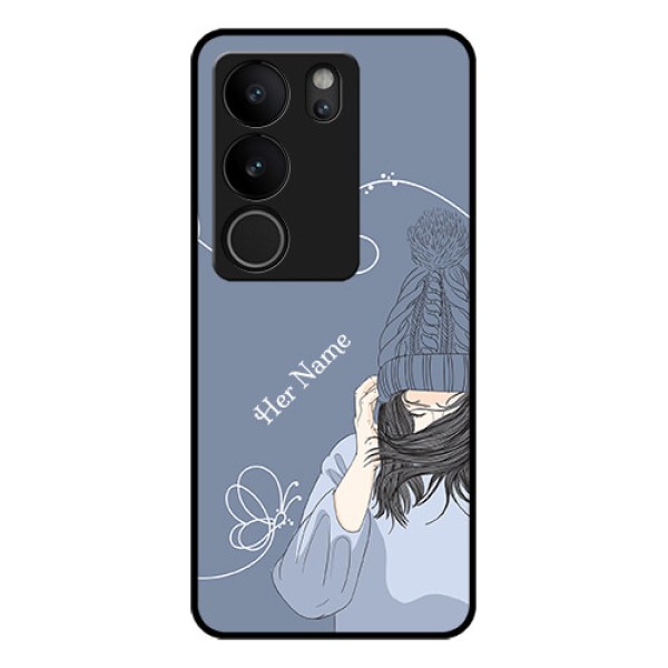 Vivo V29 5G Custom Glass Phone Case - Girl In Winter Outfit Design Vivo V29 5G Custom Glass Phone Case - Girl In Winter Outfit Design