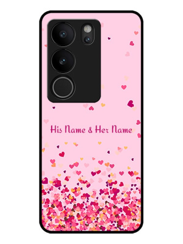 Custom Vivo V29 5G Custom Glass Phone Case - Floating Hearts Design