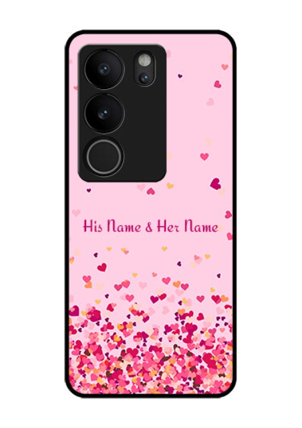Vivo V29 5G Custom Glass Phone Case - Floating Hearts Design