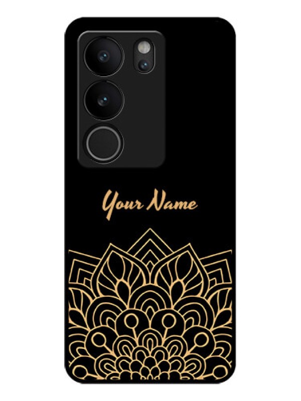 Custom Vivo V29 5G Custom Glass Phone Case - Golden Mandala Design