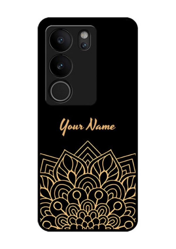 Vivo V29 5G Custom Glass Phone Case - Golden Mandala Design