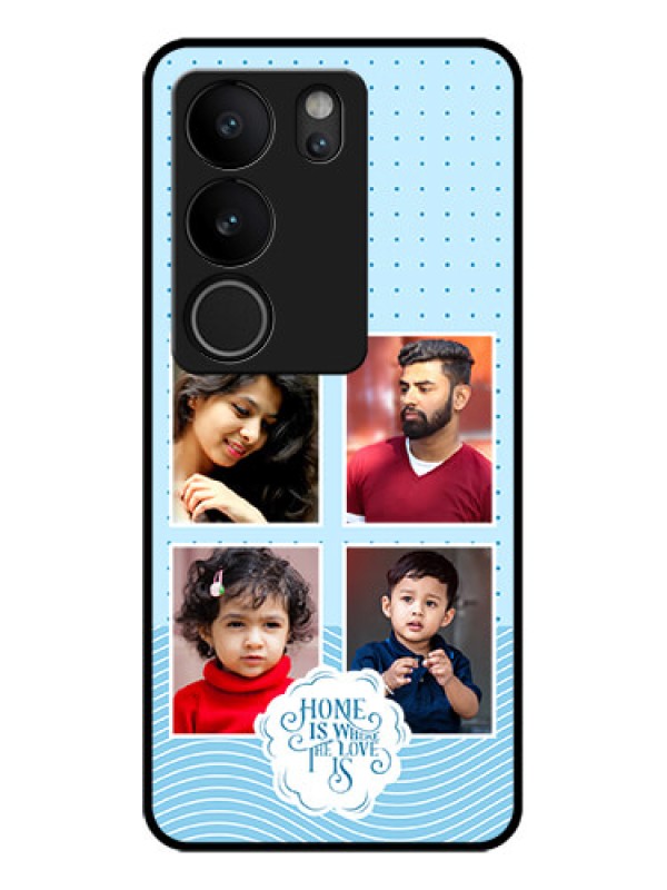 Custom Vivo V29 5G Custom Glass Phone Case - Cute Love Quote With 4 Pic Upload Design