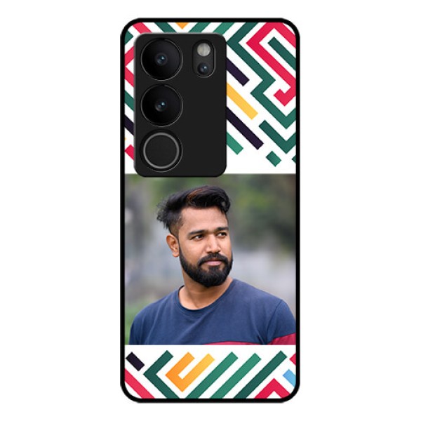 Vivo V29 5G Custom Glass Phone Case - Colorful Maze Pattern Design