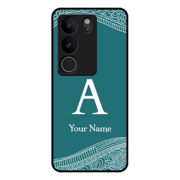 Vivo V29 5G Custom Glass Phone Case - Line Art Pattern With Custom Name Design Vivo V29 5G Custom Glass Phone Case - Line Art Pattern With Custom Name Design