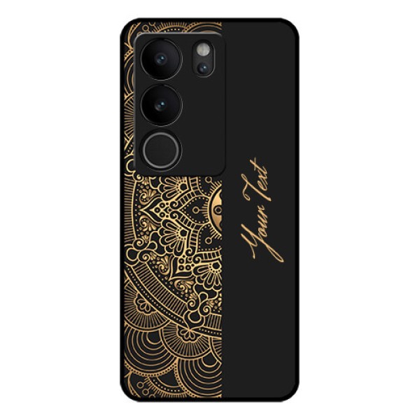 Vivo V29 5G Custom Glass Phone Case - Mandala Art With Custom Text Design