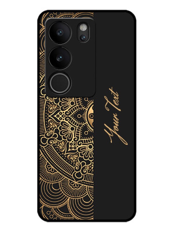 Custom Vivo V29 5G Custom Glass Phone Case - Mandala Art With Custom Text Design