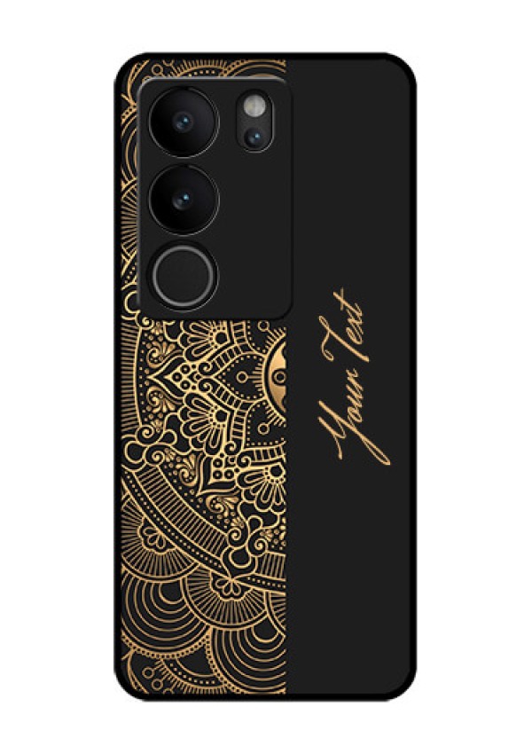 Vivo V29 5G Custom Glass Phone Case - Mandala Art With Custom Text Design