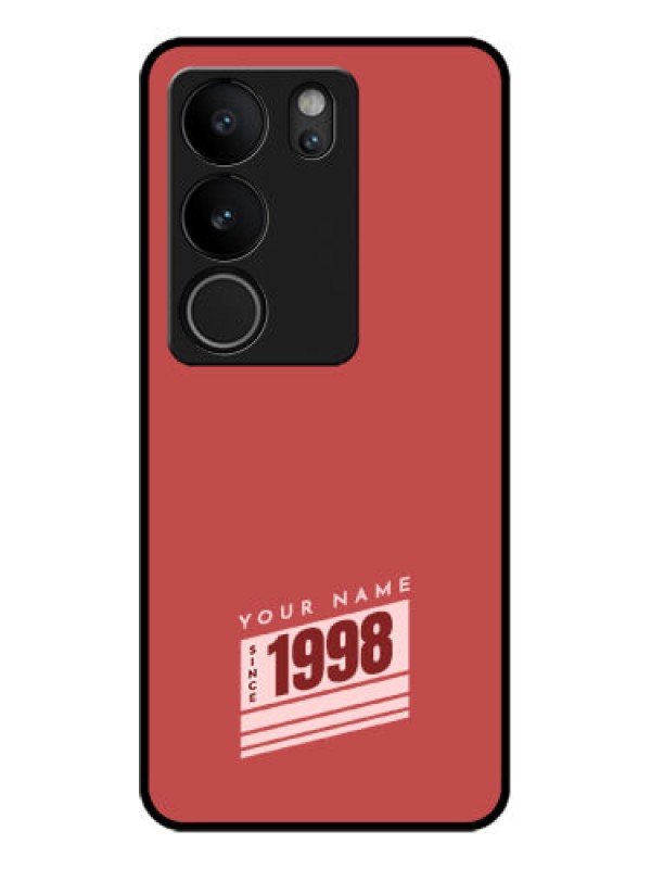 Custom Vivo V29 5G Custom Glass Phone Case - Red Custom Year Of Birth Design