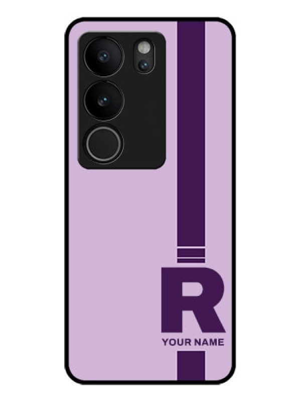 Custom Vivo V29 5G Custom Glass Phone Case - Simple Dual Tone Stripe With Name Design