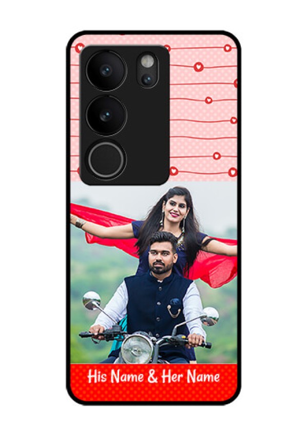 Vivo V29 Pro 5G Custom Glass Phone Case - Red Pattern Case Design