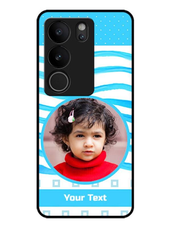 Custom Vivo V29 Pro 5G Custom Glass Phone Case - Simple Blue Case Design