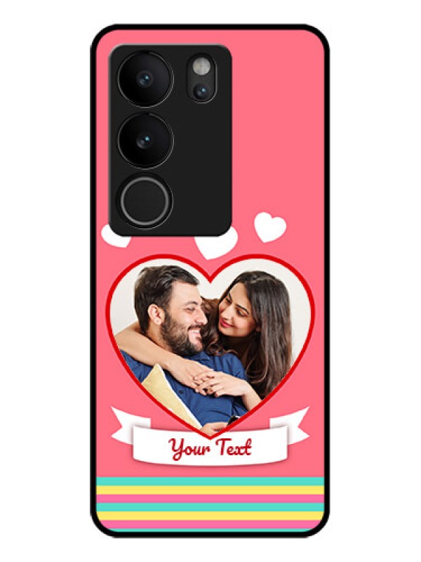 Custom Vivo V29 Pro 5G Custom Glass Phone Case - Love Shapes Doodle Design