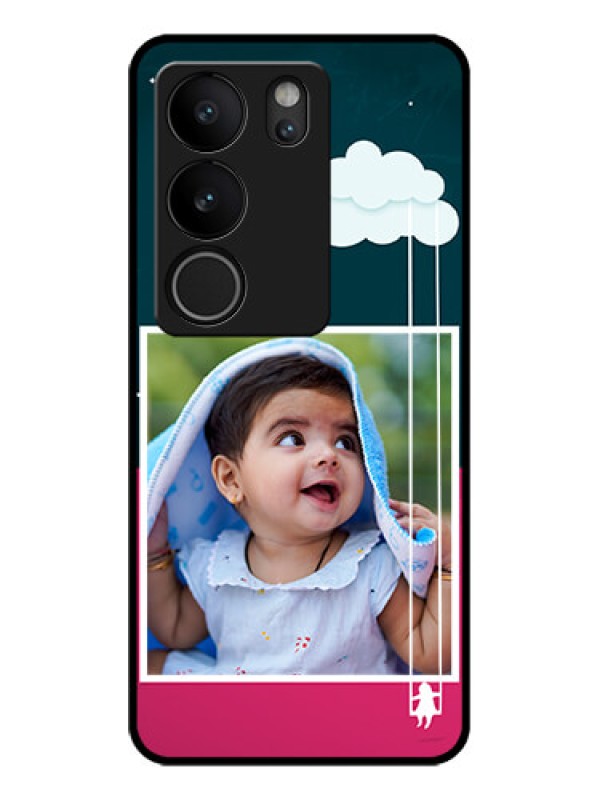 Custom Vivo V29 Pro 5G Custom Glass Phone Case - Cute Girl With Cloud Design